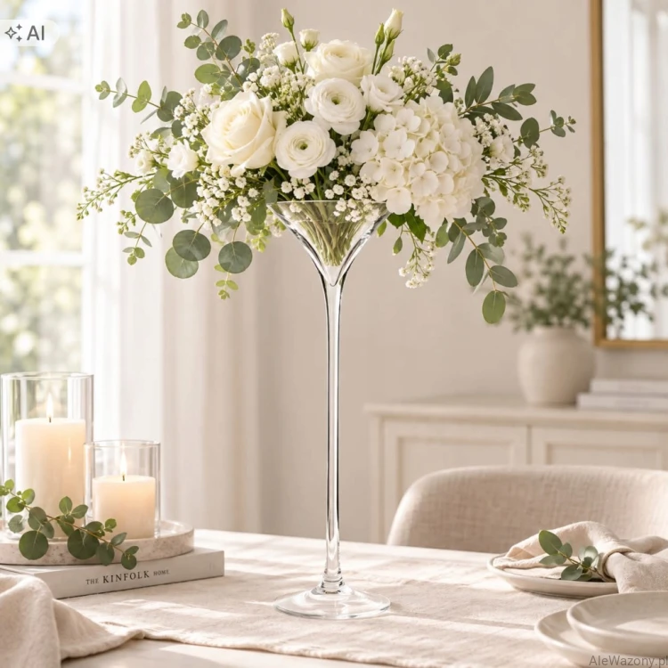 Szklany Wazon Martini h 40cm  d 15cm