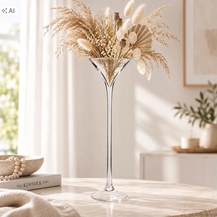 Szklany Wazon Martini h 40cm  d 15cm