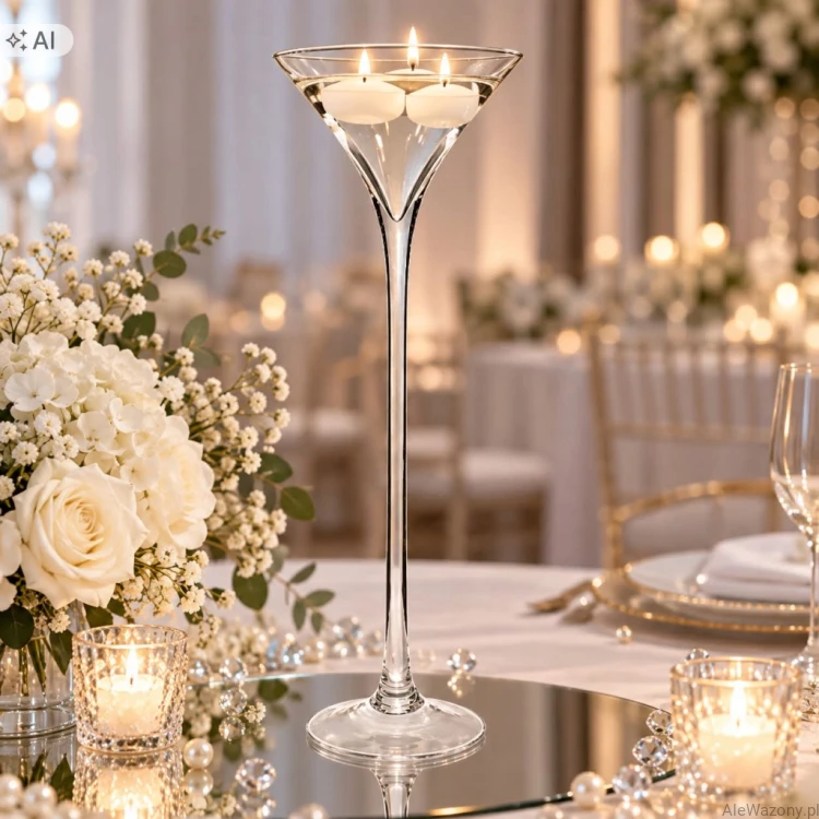 Szklany Wazon Martini h 40cm  d 15cm