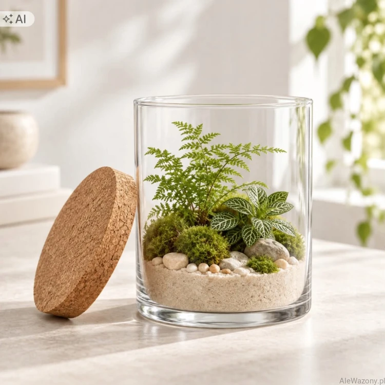 Wazon szklany cylinder z  korkiem  15 cm   x  15 cm