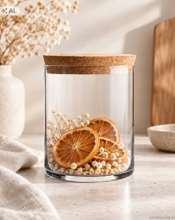 Wazon szklany cylinder z  korkiem  15 cm   x  15 cm