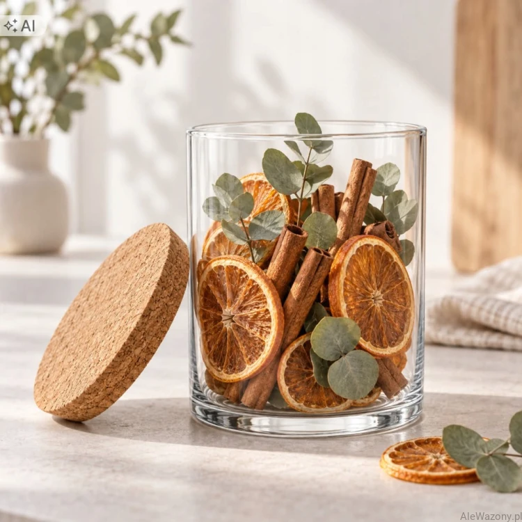 Wazon szklany cylinder z  korkiem  15 cm   x  15 cm
