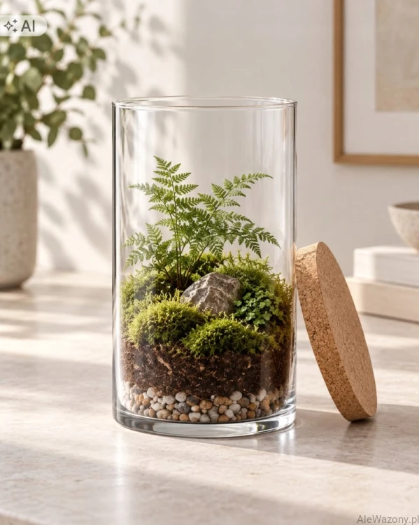 Wazon szklany cylinder z  korkiem  25 cm  x  15 cm
