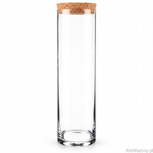 Wazon szklany cylinder z  korkiem 40 cm  x  15 cm