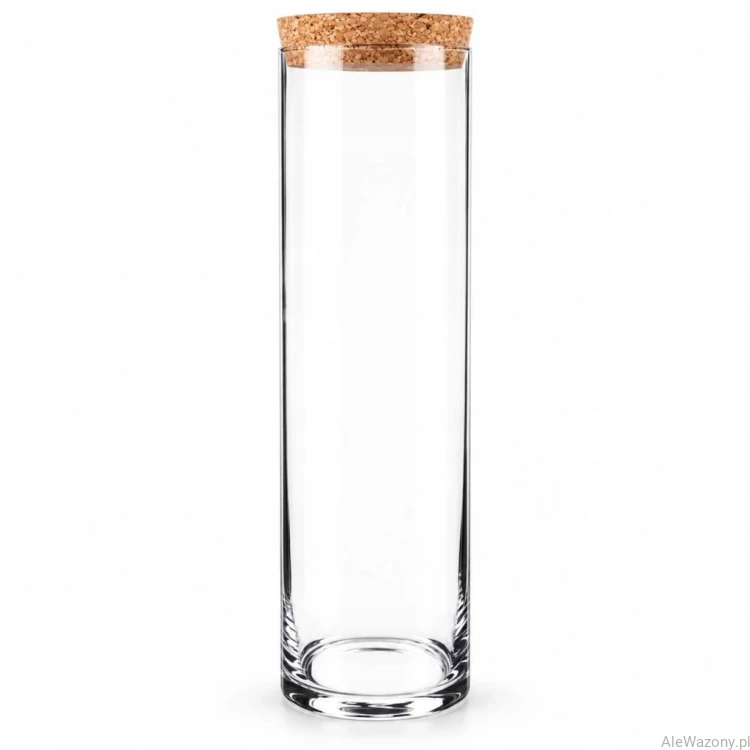 Wazon szklany cylinder z  korkiem 40 cm  x  15 cm